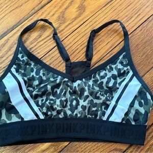 PINK Victoria's Secret Leopard Print Camo Striped Sports Bra Mesh back - S